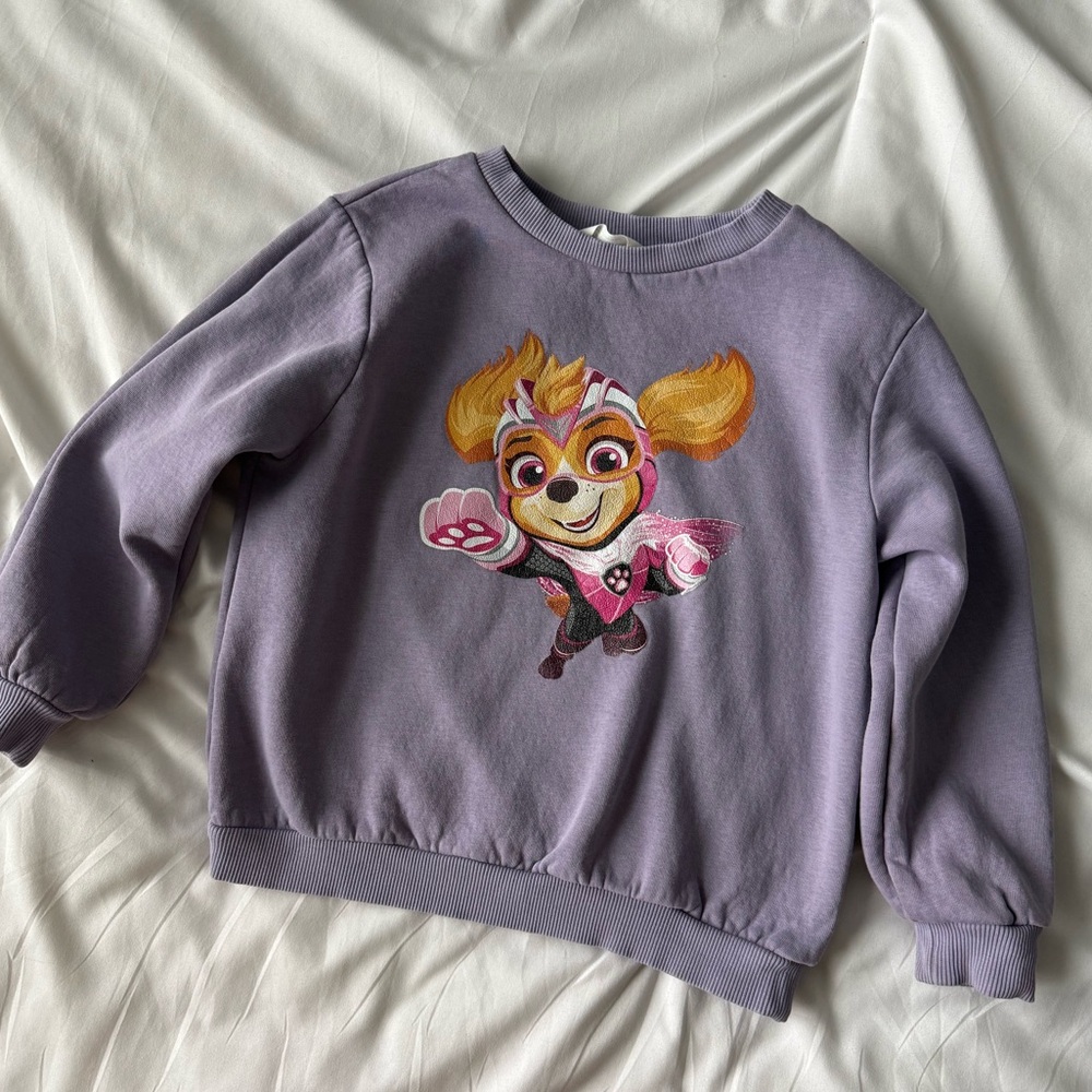 H&M Paw Patrol Skye superhero purple graphic crewneck sweatshirt size 5-6